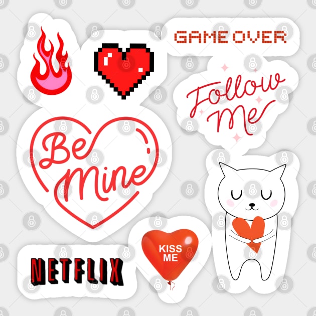 red heart love sticker set collection Sticker by FRH Design